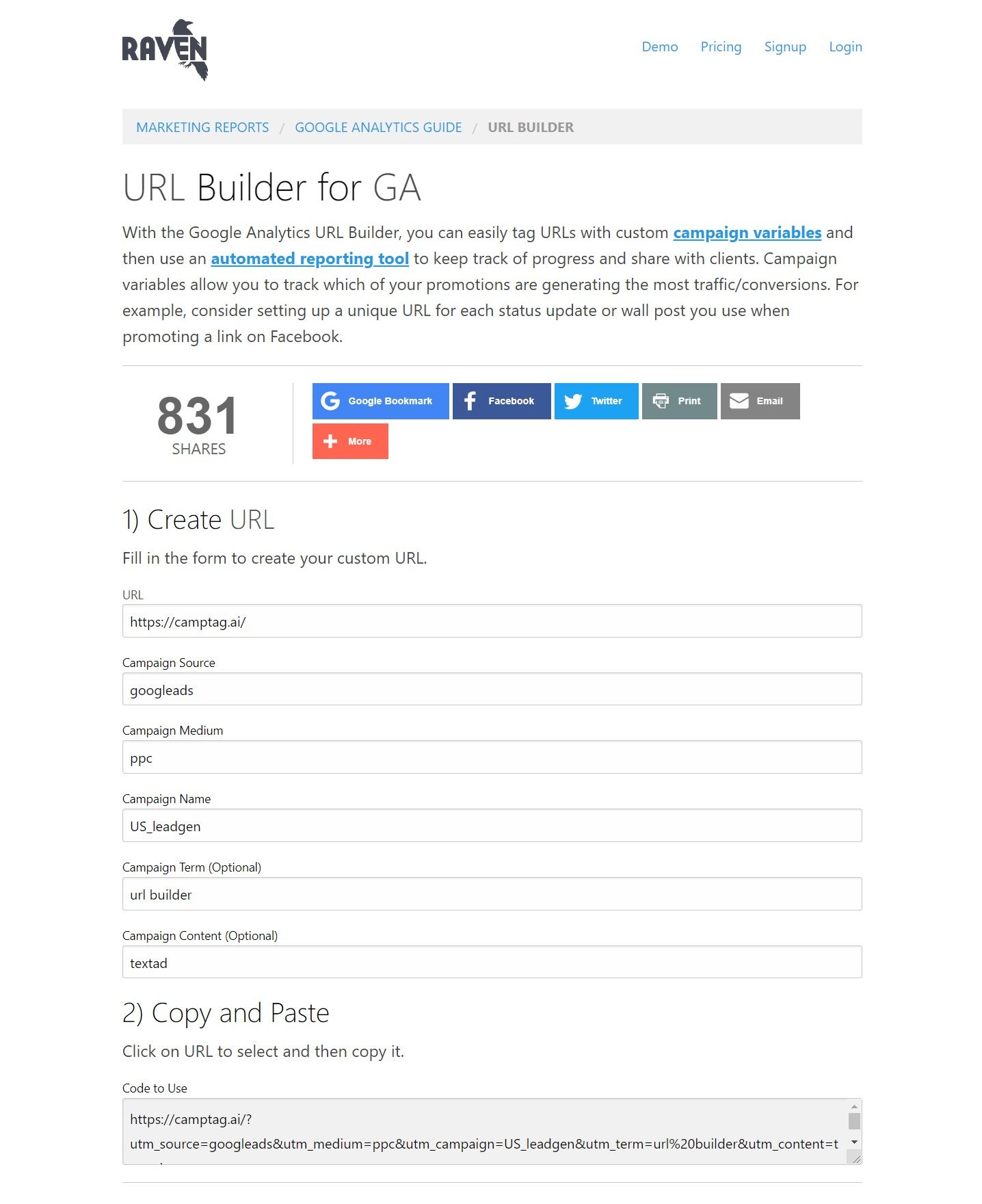 Raventools URL Builder